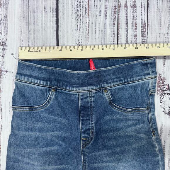 Spanx Flare Crop Jeggings S/P Black Stretch Y2K Raw Hem Pull-On Pants - Picture 2 of 7